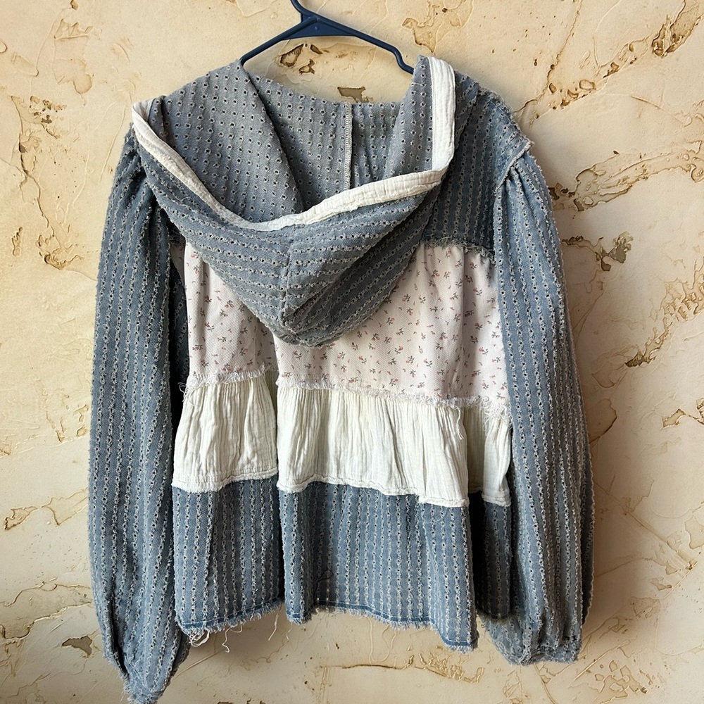 POL Denim Whisper Patchwork Oversized Hoodie Top … - image 2